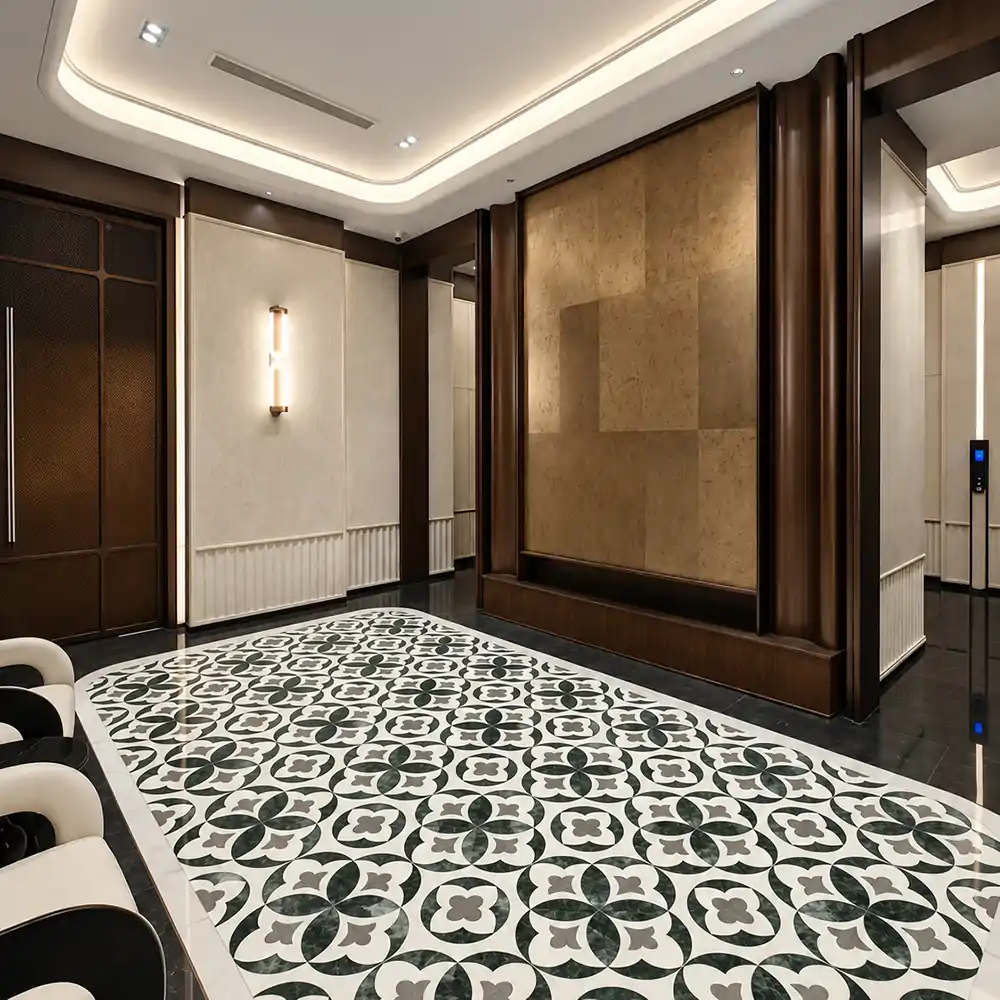Floor Tiles Hotel Flooring Waterjet Marble Tiles Flower Tiles Luxury Design Green 183 1 title S